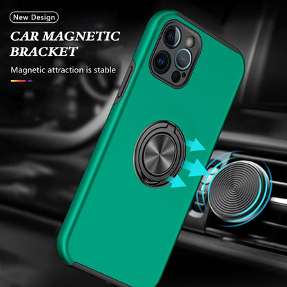 For iPhone 12 Pro Magnetic Ring Kickstand Shockproof Phone Case(Dark Green) by buy2fix