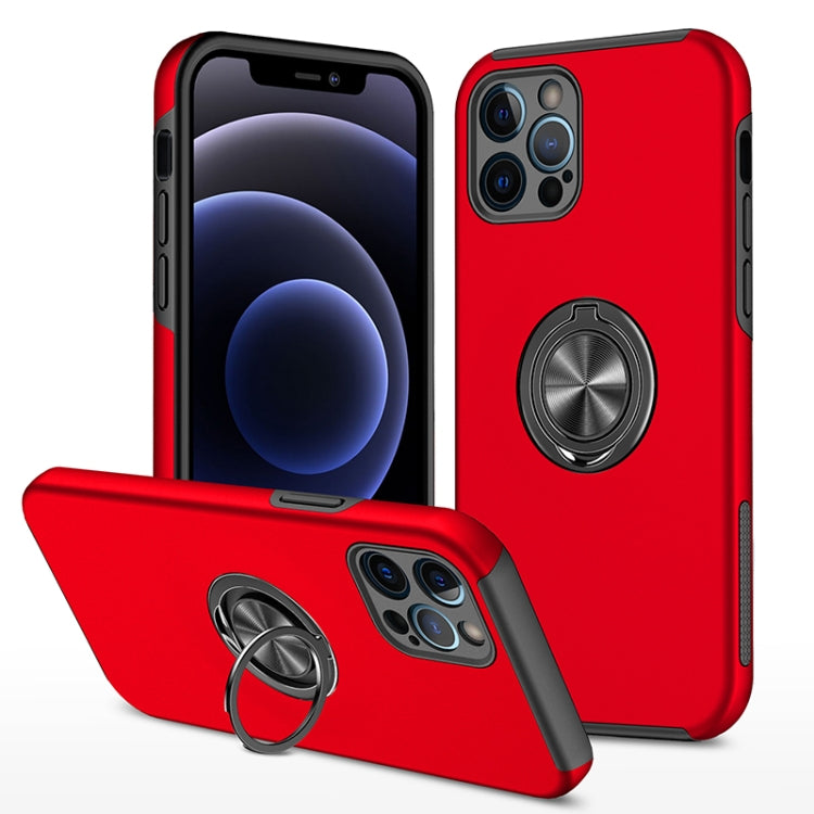 For iPhone 12 Pro Max Magnetic Ring Kickstand Shockproof Phone Case(Red) by buy2fix