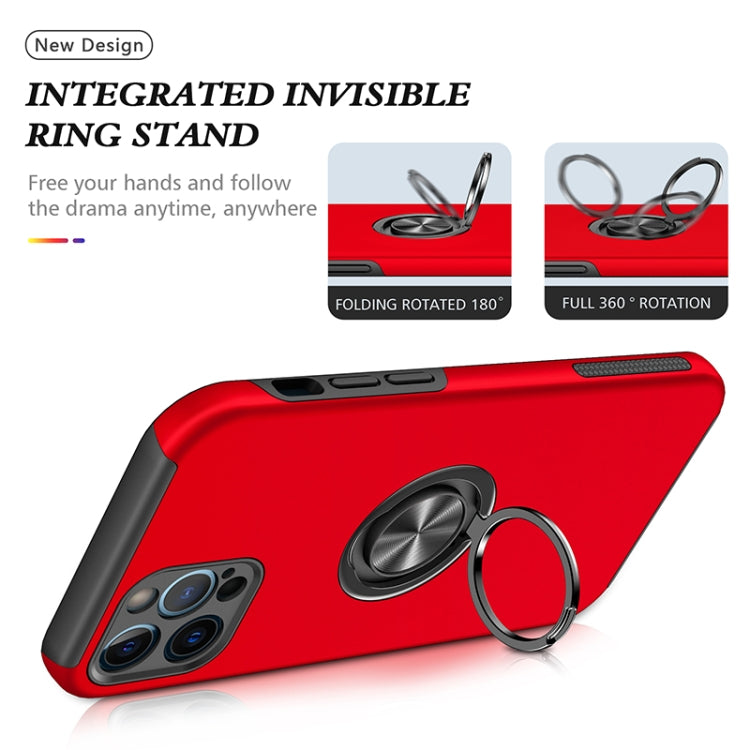 For iPhone 12 Pro Max Magnetic Ring Kickstand Shockproof Phone Case(Red) by buy2fix