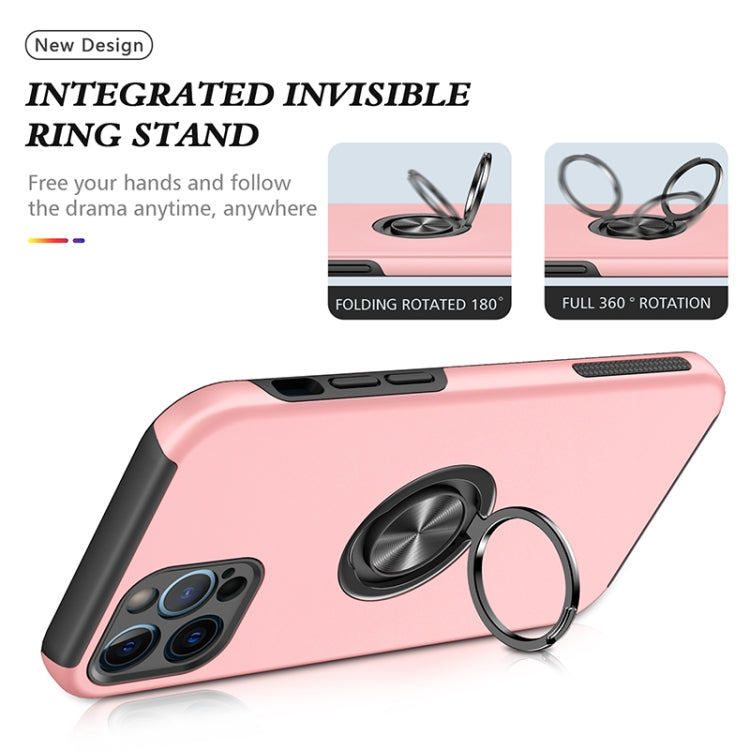 For iPhone 12 Pro Max Magnetic Ring Kickstand Shockproof Phone Case(Rose Gold) by buy2fix