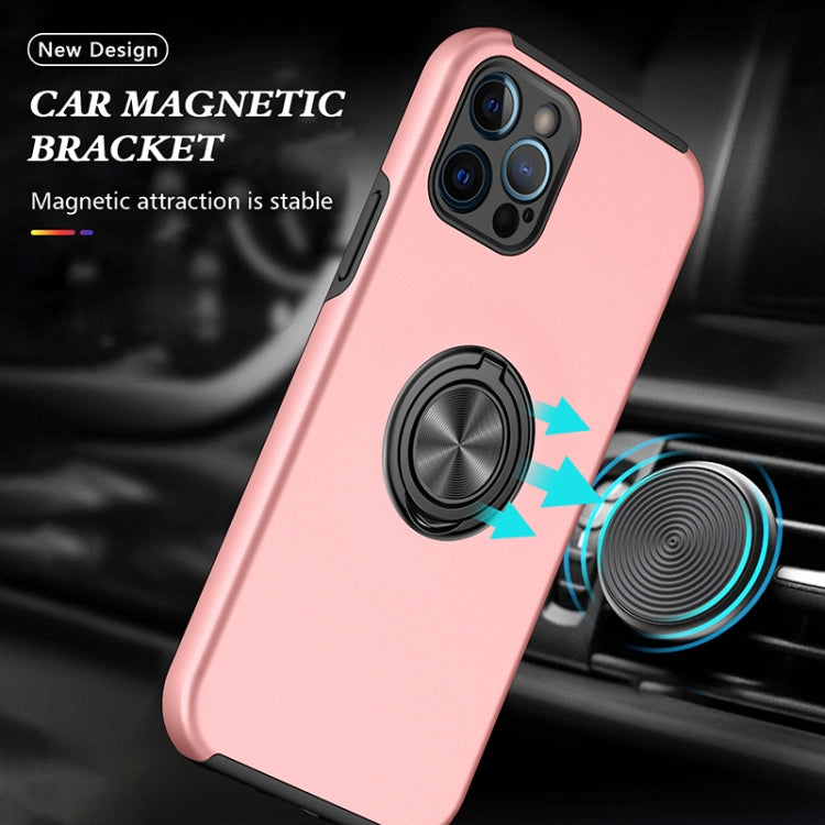 For iPhone 12 Pro Max Magnetic Ring Kickstand Shockproof Phone Case(Rose Gold) by buy2fix