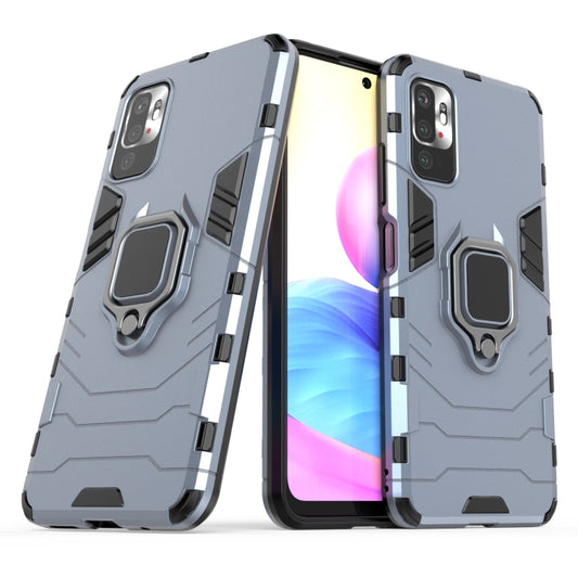 For Xiaomi Redmi Note 10 5G Shockproof PC + TPU Protective Case with Magnetic Ring Holder(Navy Blue) by buy2fix