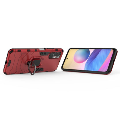 For Xiaomi Redmi Note 10 5G Shockproof PC + TPU Protective Case with Magnetic Ring Holder(Red) by buy2fix