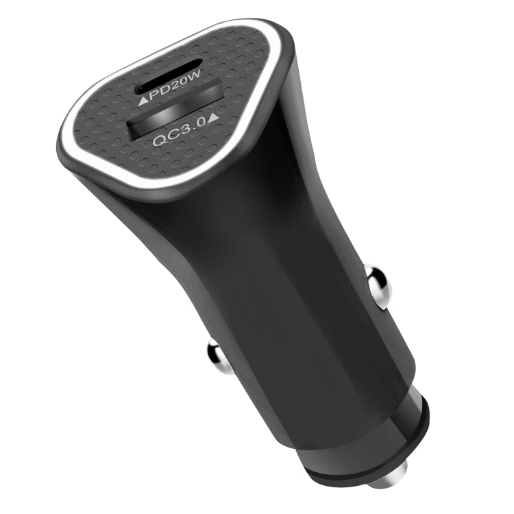 YSY-313PD20W QC3.0 USB + PD 20W USB-C / Type-C Triangle Dual Ports Fast Charging Car Charger(Black) - Car Charger by buy2fix | Online Shopping UK | buy2fix