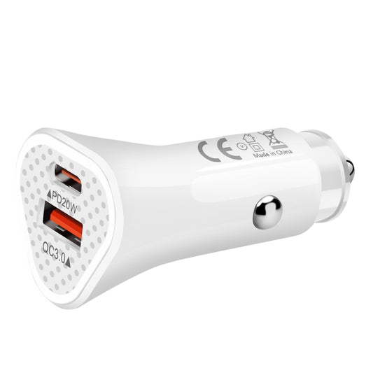 YSY-313PD20W QC3.0 USB + PD 20W USB-C / Type-C Triangle Dual Ports Fast Charging Car Charger(White) - Car Charger by buy2fix | Online Shopping UK | buy2fix