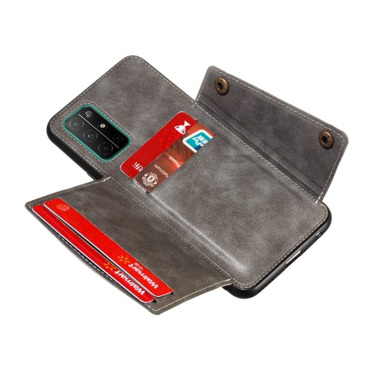 For Samsung Galaxy A32 5G Double Buckle PU + TPU Shockproof Magnetic Protective Case with Card Slots & Holder(Grey) by buy2fix