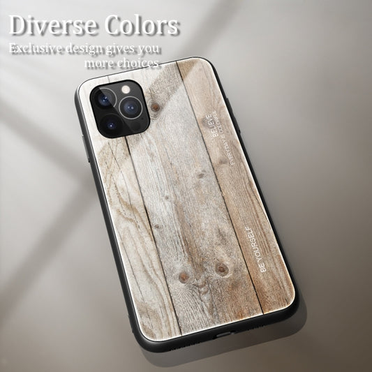 For iPhone 12 / 12 Pro Wood Grain Tempered Glass + TPU Shockproof Case(M04) by buy2fix