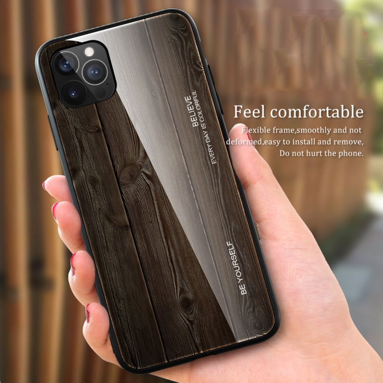 For iPhone 12 Pro Max Wood Grain Tempered Glass + TPU Shockproof Case(M06) by buy2fix