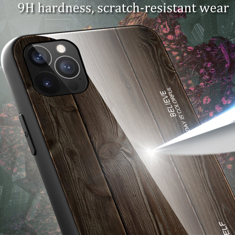 For iPhone 12 Pro Max Wood Grain Tempered Glass + TPU Shockproof Case(M06) by buy2fix