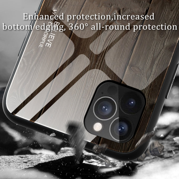 For iPhone 12 Pro Max Wood Grain Tempered Glass + TPU Shockproof Case(M06) by buy2fix