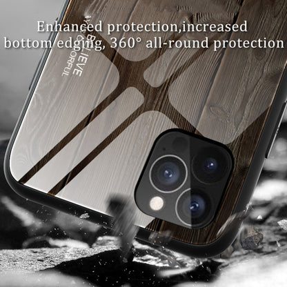 For iPhone 12 Pro Max Wood Grain Tempered Glass + TPU Shockproof Case(M06) by buy2fix