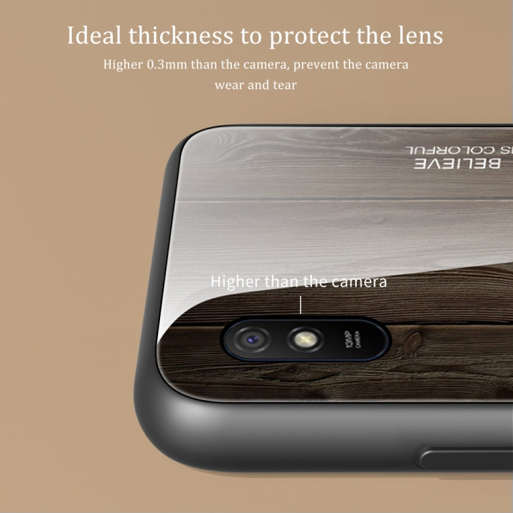 For Xiaomi Redmi 9A Wood Grain Tempered Glass + TPU Shockproof Case(M01) by buy2fix