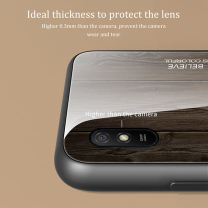 For Xiaomi Redmi 9A Wood Grain Tempered Glass + TPU Shockproof Case(M02) by buy2fix