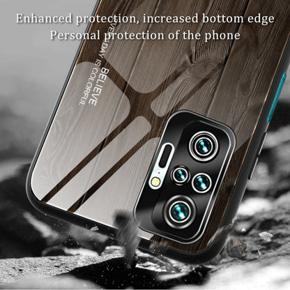 For Xiaomi Redmi Note 10 Pro / Pro Max Wood Grain Tempered Glass + TPU Shockproof Case(M02) by buy2fix