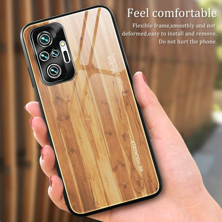 For Xiaomi Redmi Note 10 Pro / Pro Max Wood Grain Tempered Glass + TPU Shockproof Case(M04) by buy2fix
