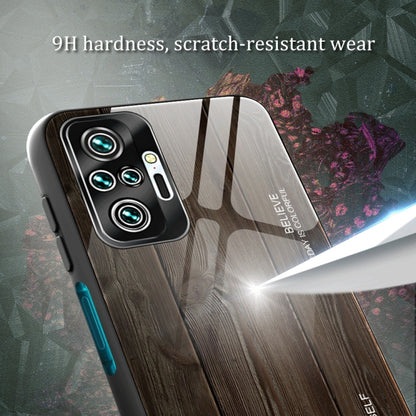 For Xiaomi Redmi Note 10 Pro / Pro Max Wood Grain Tempered Glass + TPU Shockproof Case(M04) by buy2fix