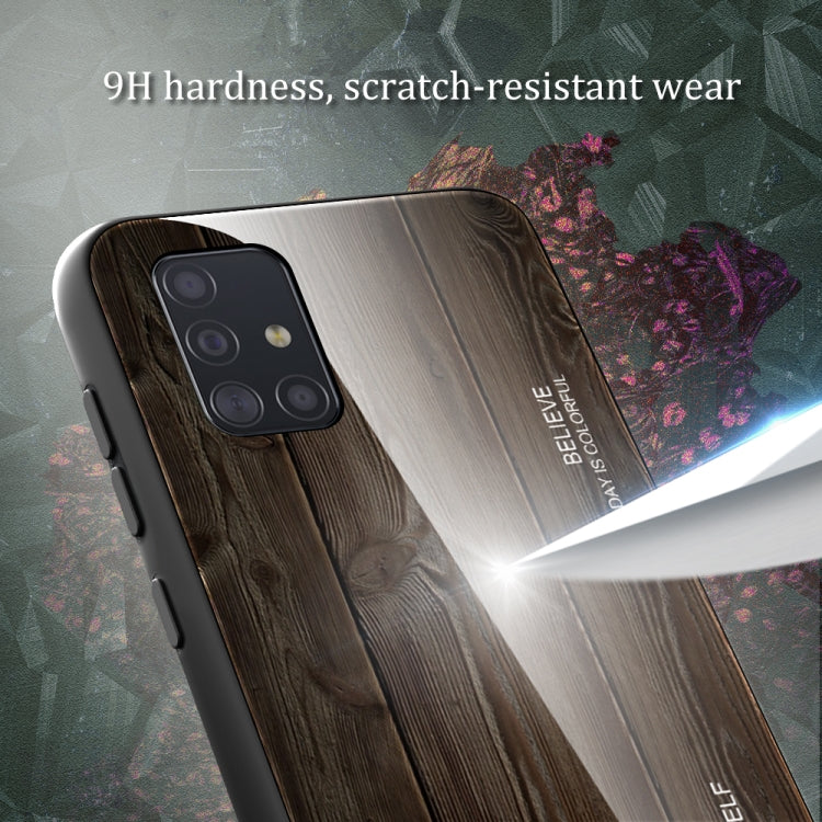 For Samsung Galaxy A51 Wood Grain Tempered Glass + TPU Shockproof Case(M02) by buy2fix