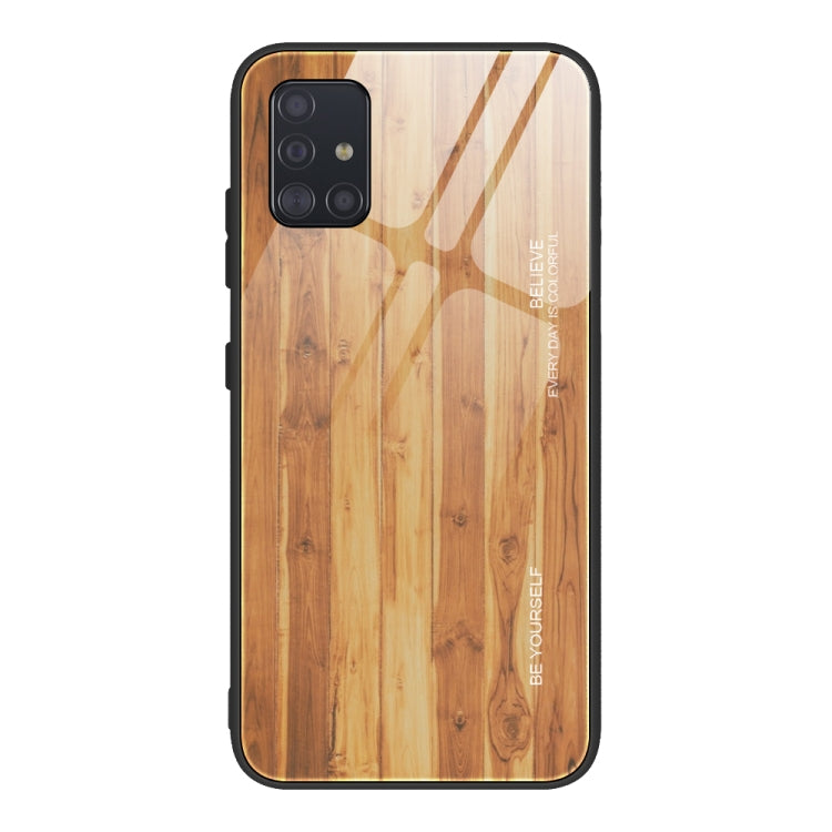 For Samsung Galaxy A51 Wood Grain Tempered Glass + TPU Shockproof Case(M03) by buy2fix