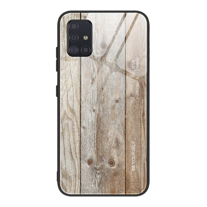 For Samsung Galaxy A51 Wood Grain Tempered Glass + TPU Shockproof Case(M04) by buy2fix