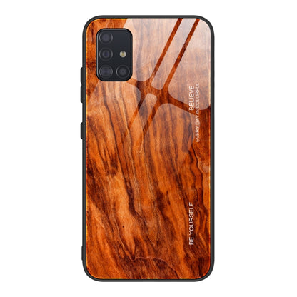 For Samsung Galaxy A51 Wood Grain Tempered Glass + TPU Shockproof Case(M06) by buy2fix