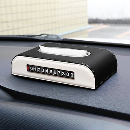Universal Car Tissue Box with Temporary Parking Phone Number Card(Black) by buy2fix