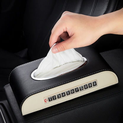 Universal Car Tissue Box with Temporary Parking Phone Number Card(Black) by buy2fix