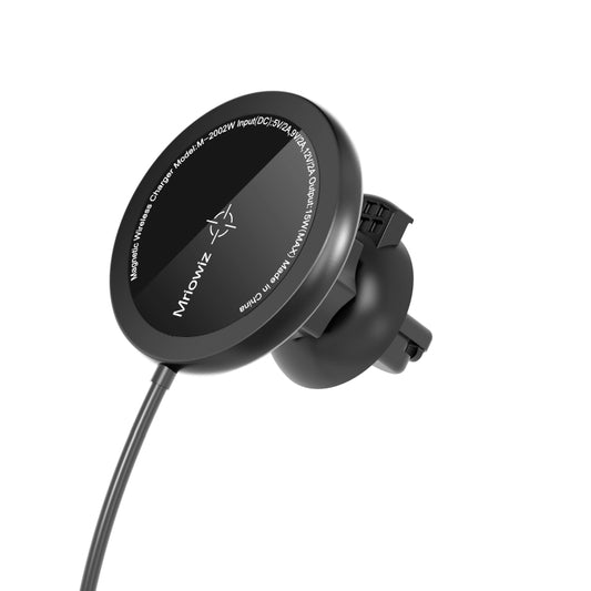 Mriowiz M-2002W 15W 360-degree Rotating MagSafe Magnetic Car Wireless Charger for iPhone 12 Series, with USB + USB-C / Type-C Data Cable, Cable Length: 1m by buy2fix