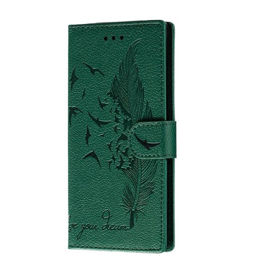 For Huawei Mate 30 Pro Feather Pattern Litchi Texture Horizontal Flip Leather Case with Holder & Wallet & Card Slots(Green) by buy2fix