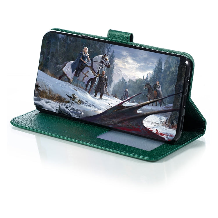 For Galaxy A20s Feather Pattern Litchi Texture Horizontal Flip Leather Case with Holder & Wallet & Card Slots(Green) by buy2fix