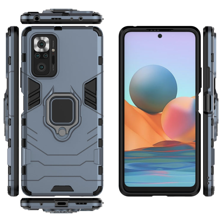 For Xiaomi Redmi Note 10 Pro PC + TPU Shockproof Protective Case with Magnetic Ring Holder(Navy Blue) by buy2fix