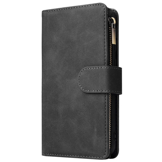 For Galaxy A20e Multifunctional Retro Frosted Horizontal Flip Leather Case with Card Slot & Holder & Zipper Wallet & Photo Frame & Lanyard(Black) by buy2fix