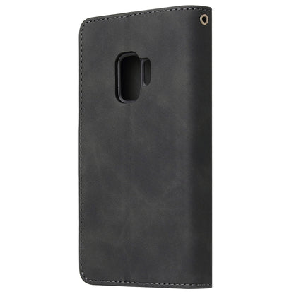 For Galaxy S9 Multifunctional Retro Frosted Horizontal Flip Leather Case with Card Slot & Holder & Zipper Wallet & Photo Frame & Lanyard(Black) by buy2fix