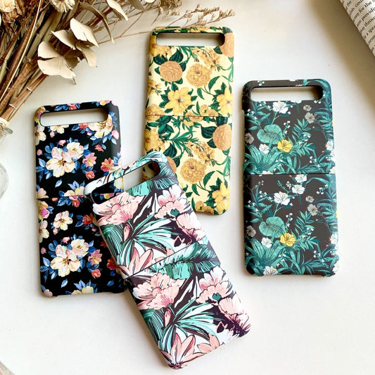 For Samsung Galaxy Z Flip 5G / 4G Floral Pattern Folding PC Protective Case(Yellow) by buy2fix