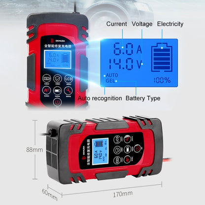 DEMUDA DC-80 Car Battery Charger 12V/24V Intelligent Pulse Repair Type Lead-acid Battery, Plug Type:AU Plug(Red) - In Car by buy2fix | Online Shopping UK | buy2fix