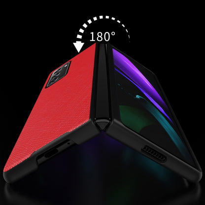 For Samsung Galaxy Z Fold2 5G Leather Texture + PC Full Coverge Folding Case(Black Cross Texture) by buy2fix