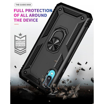 For Samsung Galaxy A02 / M02 Shockproof TPU + PC Protective Case with 360 Degree Rotating Holder(Black) by buy2fix