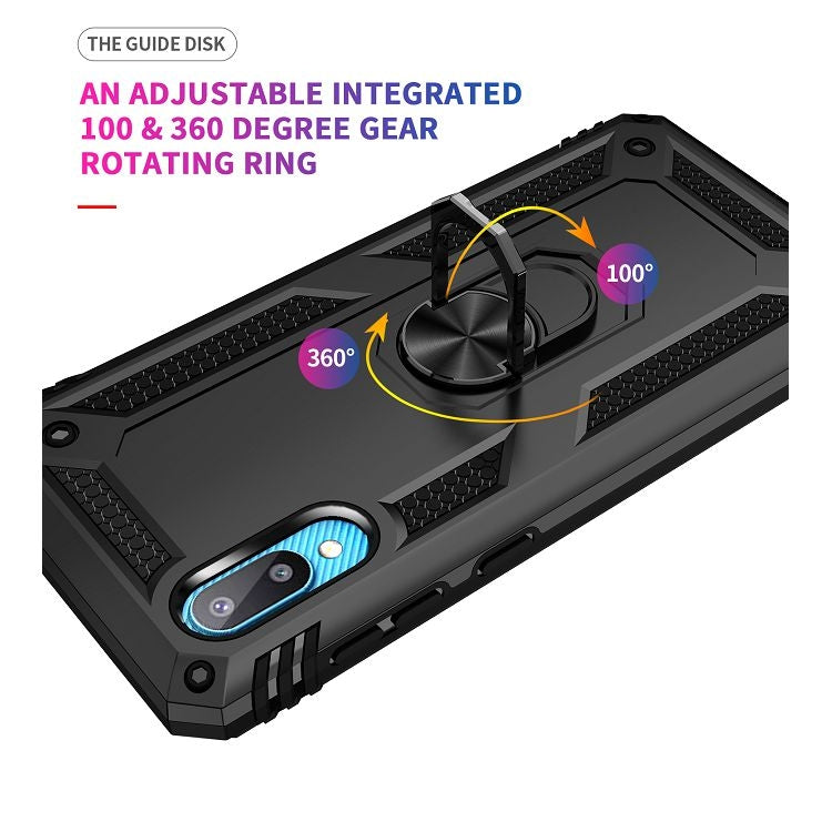 For Samsung Galaxy A02 / M02 Shockproof TPU + PC Protective Case with 360 Degree Rotating Holder(Black) by buy2fix