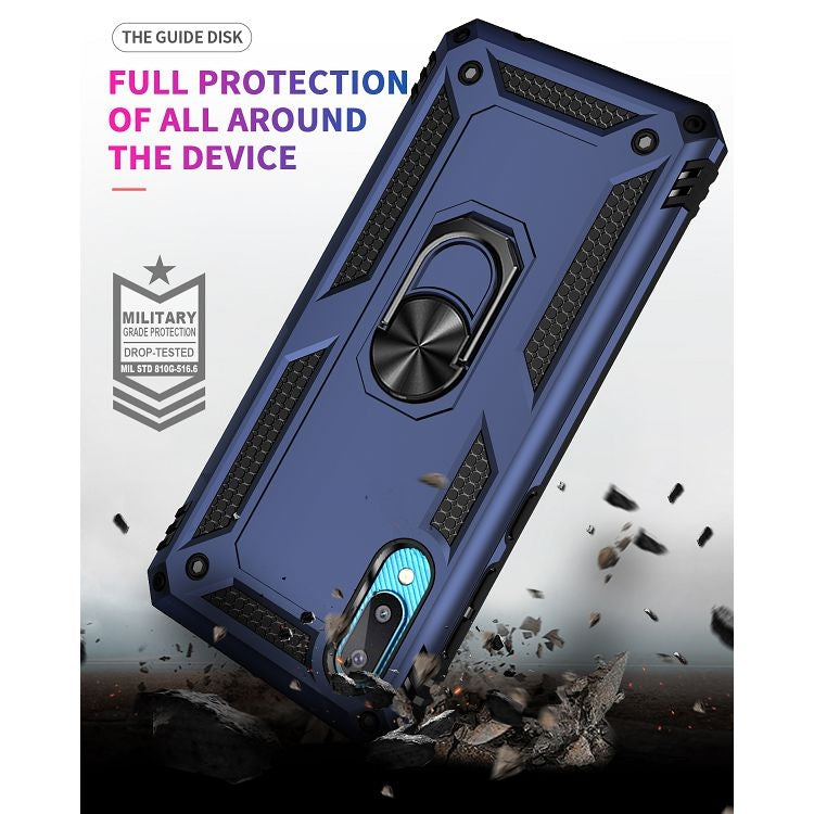 For Samsung Galaxy A02 / M02 Shockproof TPU + PC Protective Case with 360 Degree Rotating Holder(Blue) by buy2fix