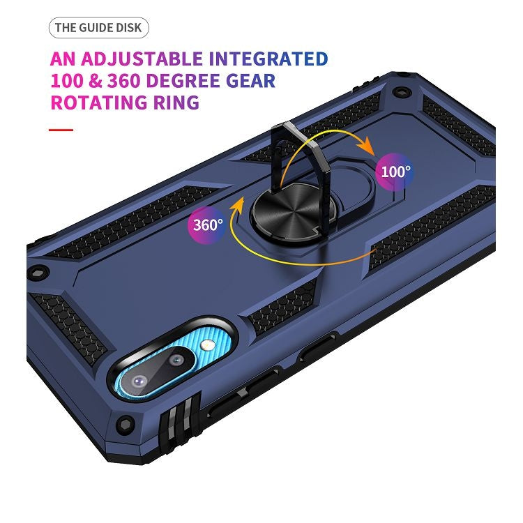 For Samsung Galaxy A02 / M02 Shockproof TPU + PC Protective Case with 360 Degree Rotating Holder(Blue) by buy2fix