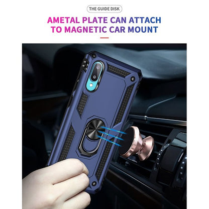 For Samsung Galaxy A02 / M02 Shockproof TPU + PC Protective Case with 360 Degree Rotating Holder(Blue) by buy2fix