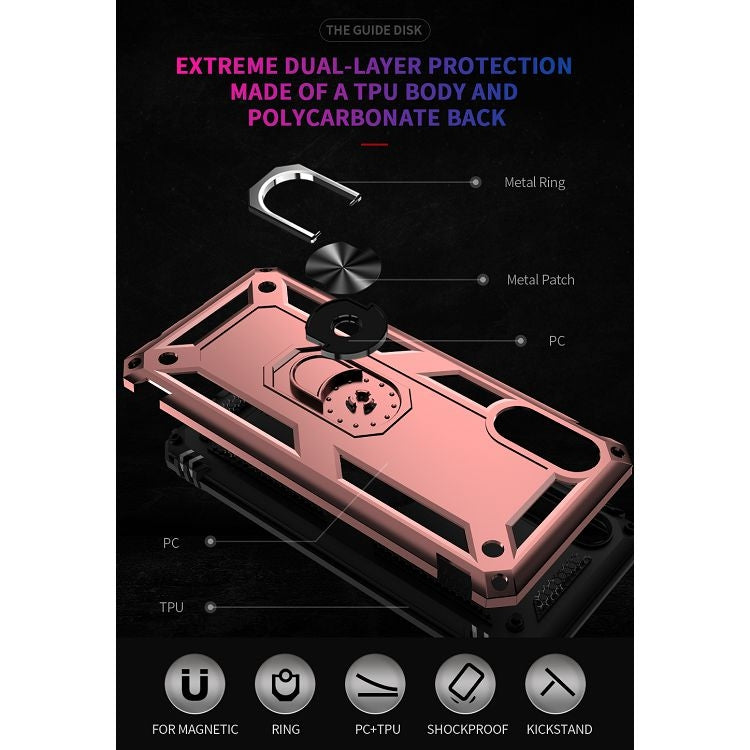 For Samsung Galaxy A02 / M02 Shockproof TPU + PC Protective Case with 360 Degree Rotating Holder(Rose Gold) by buy2fix