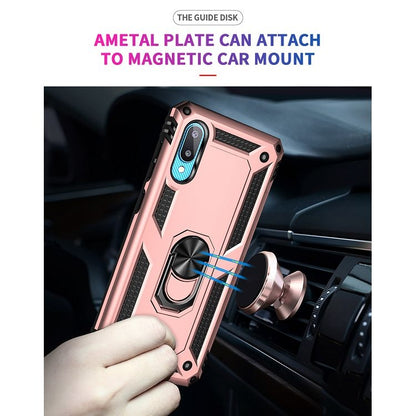 For Samsung Galaxy A02 / M02 Shockproof TPU + PC Protective Case with 360 Degree Rotating Holder(Rose Gold) by buy2fix