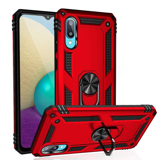 For Samsung Galaxy A02 / M02 Shockproof TPU + PC Protective Case with 360 Degree Rotating Holder(Red)
