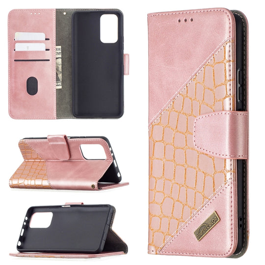 For Xiaomi Redmi Note 10 Pro Matching Color Crocodile Texture Horizontal Flip PU Leather Case with Wallet & Holder & Card Slots(Rose Gold)