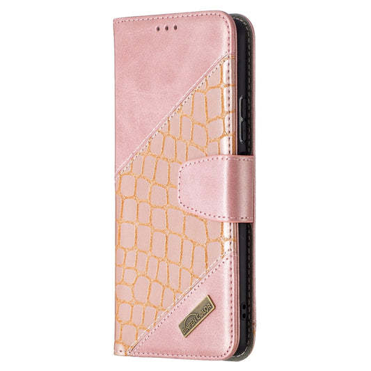 For Xiaomi Redmi Note 10 Pro Matching Color Crocodile Texture Horizontal Flip PU Leather Case with Wallet & Holder & Card Slots(Rose Gold) by buy2fix