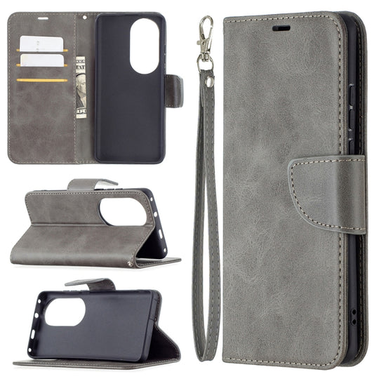 For Huawei P50 Pro Retro Lambskin Texture Pure Color Horizontal Flip PU Leather Case with Holder & Card Slots & Wallet & Lanyard(Grey)