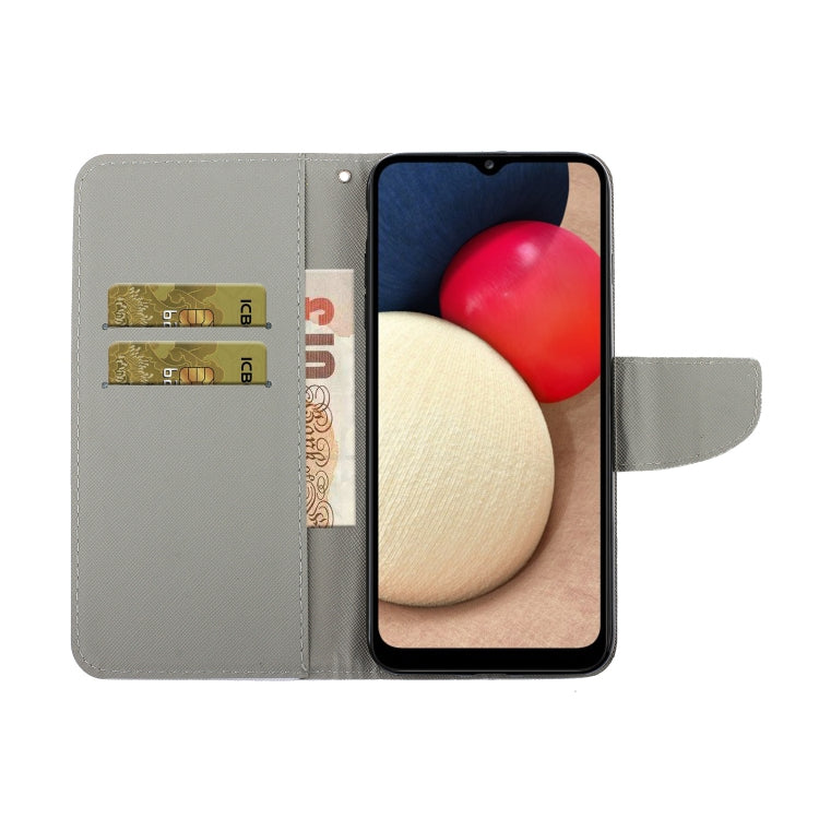 For Samsung Galaxy A02s (EU Version) Colored Drawing Pattern Horizontal Flip Leather Case with Holder & Card Slots & Wallet & Lanyard(Black Planet) by buy2fix