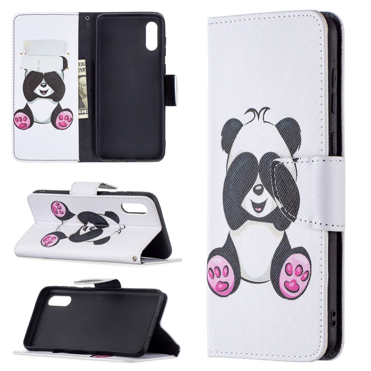 For Samsung Galaxy A02 / M02 Colored Drawing Pattern Horizontal Flip Leather Case with Holder & Card Slots & Wallet(Panda) by buy2fix