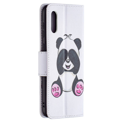 For Samsung Galaxy A02 / M02 Colored Drawing Pattern Horizontal Flip Leather Case with Holder & Card Slots & Wallet(Panda) by buy2fix