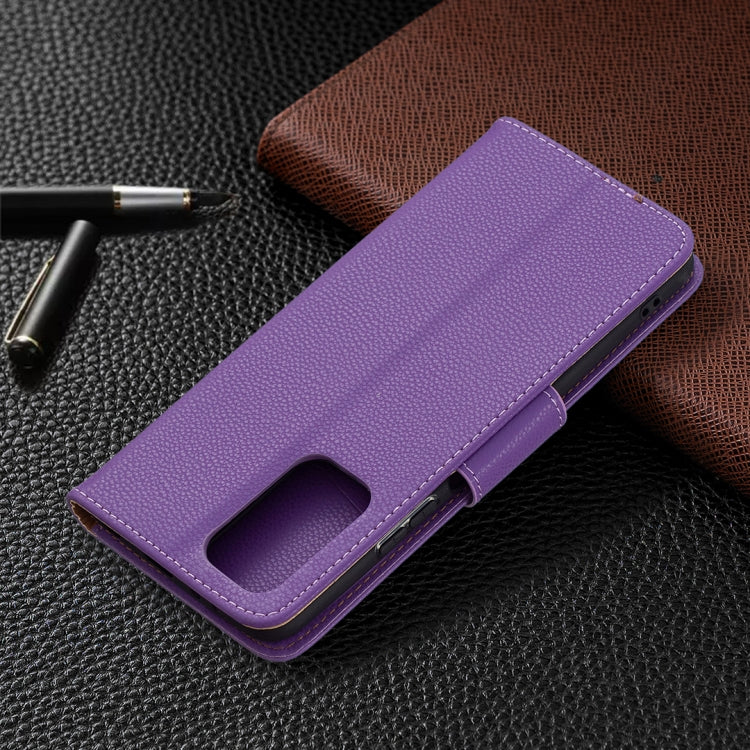 For Xiaomi Redmi Note 10 Pro Litchi Texture Pure Color Horizontal Flip Leather Case with Holder & Card Slots & Wallet & Lanyard(Purple) by buy2fix